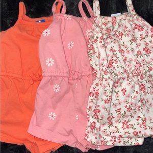 Three tank top romper baby girl 0-3 each worn one time bundle old navy